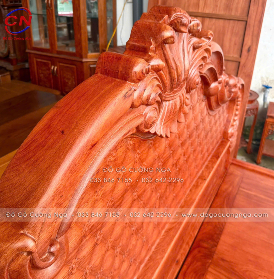 Giường Ngủ Gỗ Hương Đá Mẫu Trám 2 Ngăn Kéo Cao Cấp 