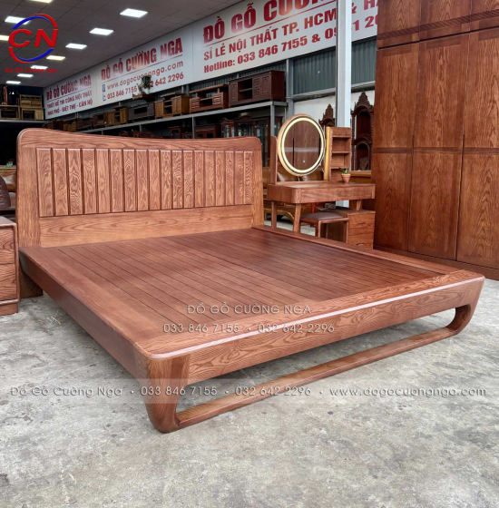 Combo Phòng Ngủ Gỗ Sồi Màu Óc Chó 4 Chi Tiết Đẹp Hiện Đại