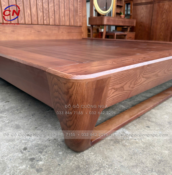Combo Phòng Ngủ Gỗ Sồi Màu Óc Chó 4 Chi Tiết Đẹp Hiện Đại