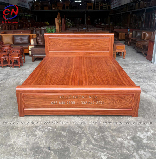 Giường Ngủ Gỗ Cẩm Vạt Phản Liền Hiện Đại - Mẫu Bắt Chỉ 