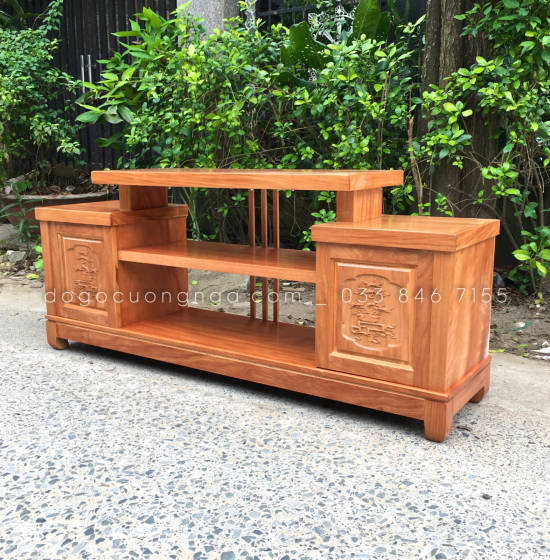 Kệ Tivi Gỗ Đinh Hương 1m6 - Mẫu Mâm KG 012