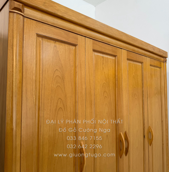 Tủ Quần Áo Gỗ Gõ Đỏ 4 Cánh 1m9 Sang Trọng