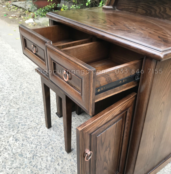 Bàn Trang Điểm Gỗ Sồi Nga Màu Óc Chó Bền Đẹp TĐ 029