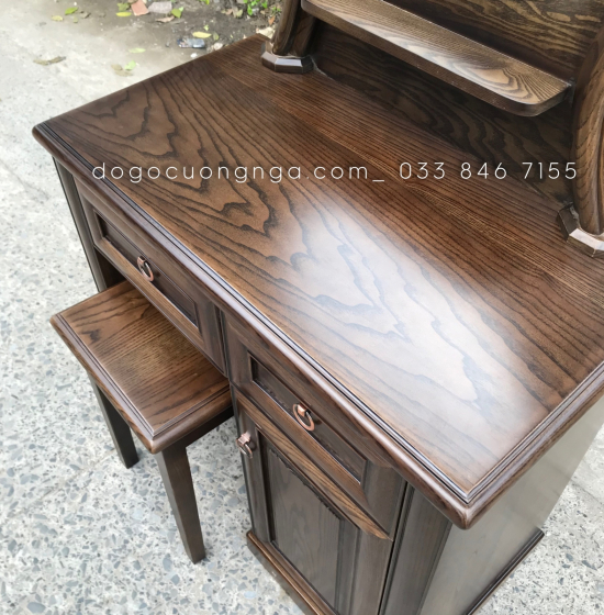 Bàn Trang Điểm Gỗ Sồi Nga Màu Óc Chó Bền Đẹp TĐ 029