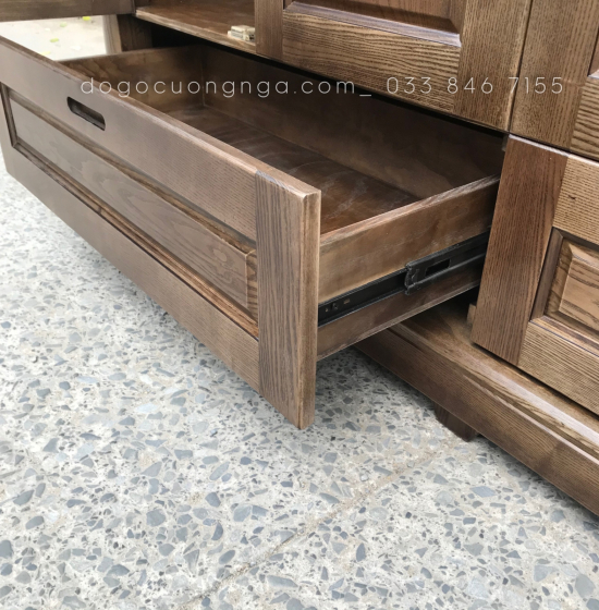 Combo phòng ngủ gỗ sồi - màu óc chó hiện đại 