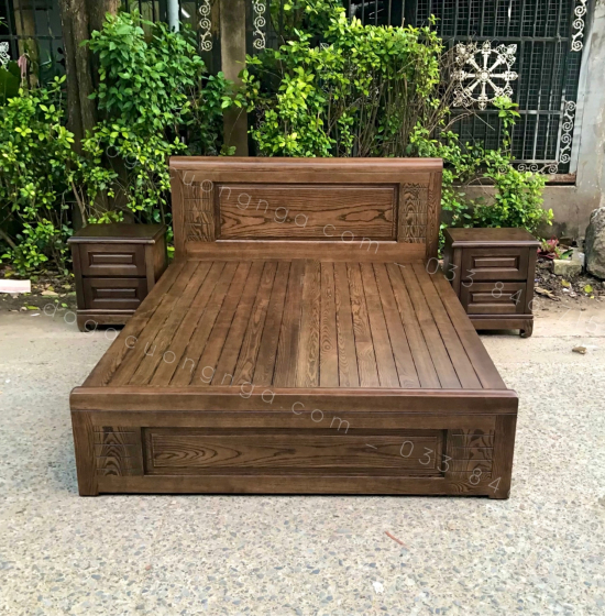 Combo phòng ngủ gỗ sồi - màu óc chó hiện đại 