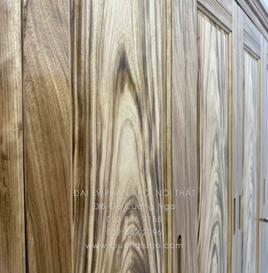 Tủ Quần Áo Gỗ Hương Xám 4 Cánh Mẫu Trơn 1m92