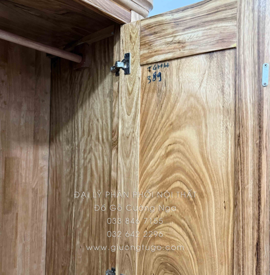 Tủ Quần Áo Gỗ Hương Xám 4 Cánh Mẫu Trơn 1m92