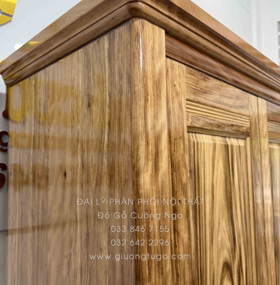 Tủ Quần Áo Gỗ Hương Xám 3 Cánh Mẫu Trơn 1m52