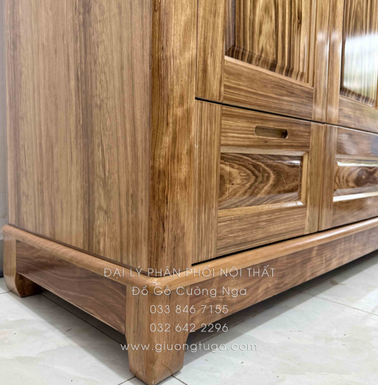 Tủ Quần Áo Gỗ Hương Xám 3 Cánh Mẫu Trơn 1m52