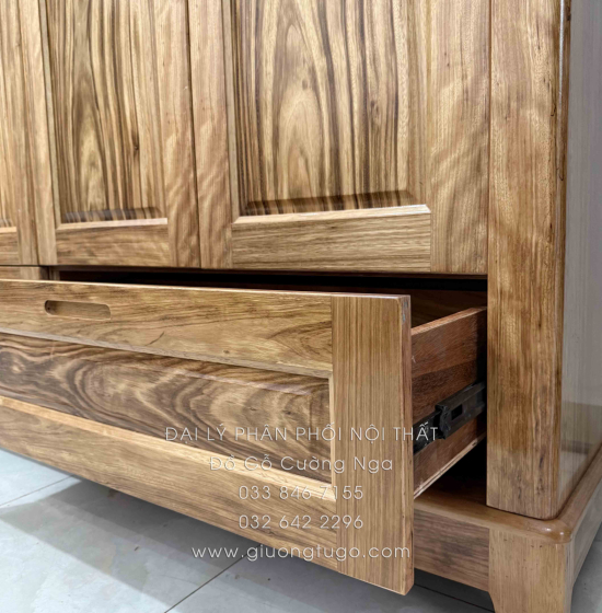 Tủ Quần Áo Gỗ Hương Xám 3 Cánh Mẫu Trơn 1m52