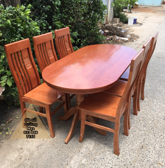 Bộ bàn ăn gỗ sồi nga 6 ghế hiện đại - mẫu oval BG 071