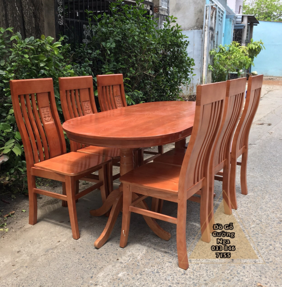 Bộ bàn ăn gỗ sồi nga 6 ghế hiện đại - mẫu oval BG 071