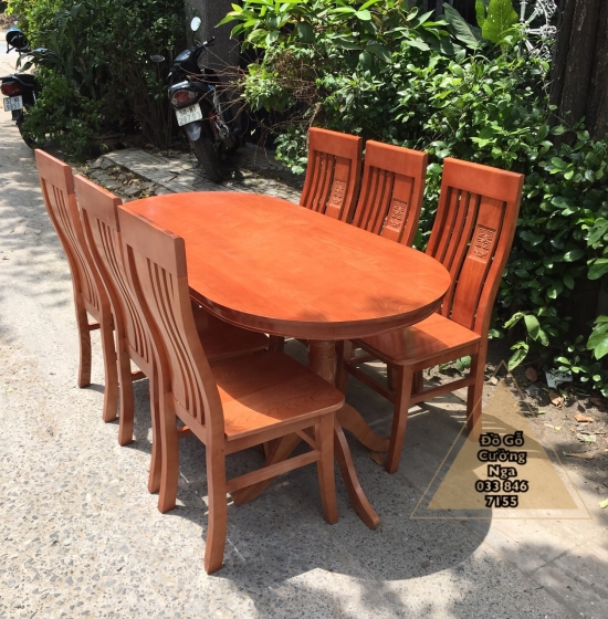 Bộ bàn ăn gỗ sồi nga 6 ghế hiện đại - mẫu oval BG 071