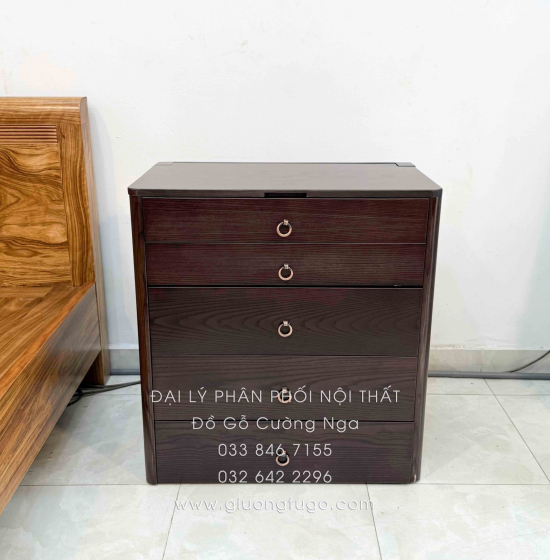 Bàn Trang Điểm Kết Hợp Bàn Làm Viêc Gỗ Sồi Lau Màu Óc Chó