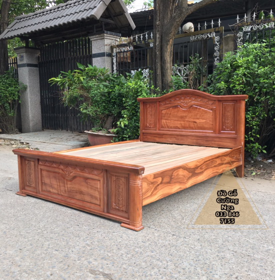 Giường gỗ hương xám mẫu nữ hoàng - vạt lan 