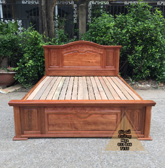 Giường gỗ hương xám mẫu nữ hoàng - vạt lan 