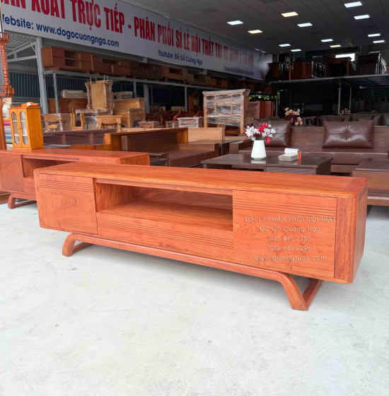 Kệ Tivi Gỗ Hương Đá Chân Xoắn Cao Cấp 1m8 - 2m - 2m2