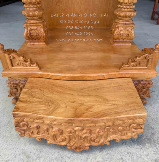 Bàn Thờ Ông Địa - Thần Tài Gỗ Gõ Đỏ Mẫu Tân Cổ Điển Cao Cấp