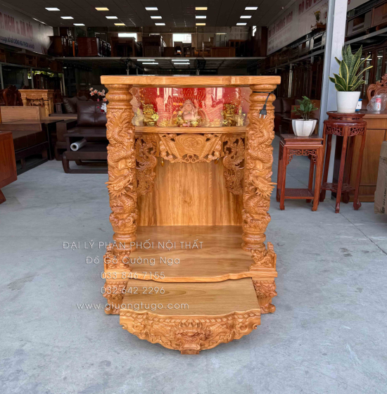 Bàn Thờ Thần Tài Gỗ Gõ Đỏ Víp BT 13.1