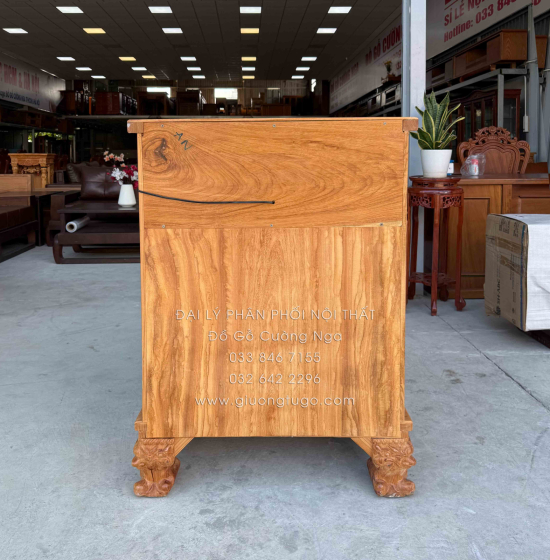 Bàn Thờ Ông Địa Thần Tài Gỗ Gõ Đỏ 80x1m17 Cao Cấp