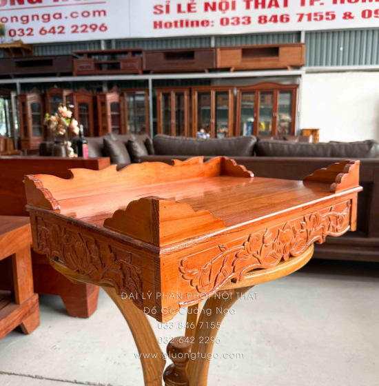 Bàn Thờ Treo Tường Gỗ Xoan Chạm Sen