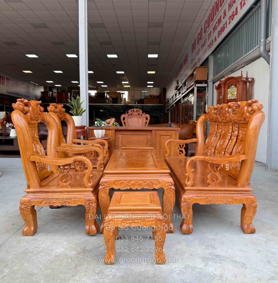 Ghế Salon Gỗ Gõ Đỏ Tay 10 - 6 Món Cao Cấp 