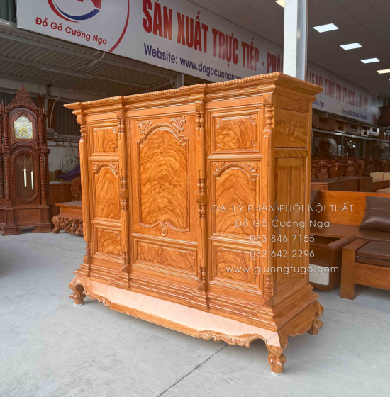 Tủ Thờ Gỗ Gõ Đỏ Cao Cấp 1m75 Cánh Trơn