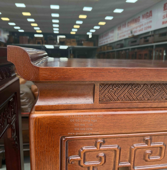 Bàn Thờ Án Gian Gỗ Sồi Mỹ 1m07 - Kèm Tủ Táp Tinh Tế Màu Óc Chó