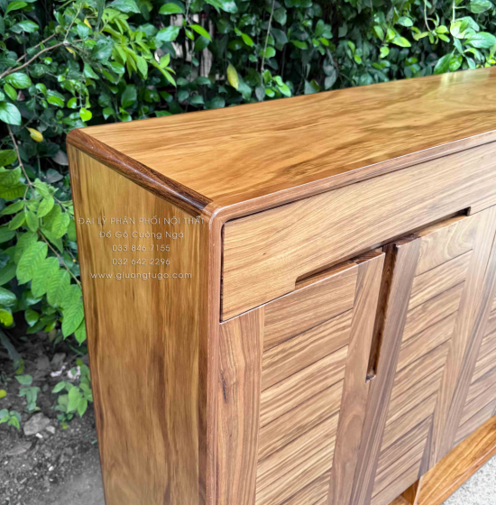 Tủ Giày Dép Gỗ Hương Xám 4 Cánh Chân Cao Hiện Đại