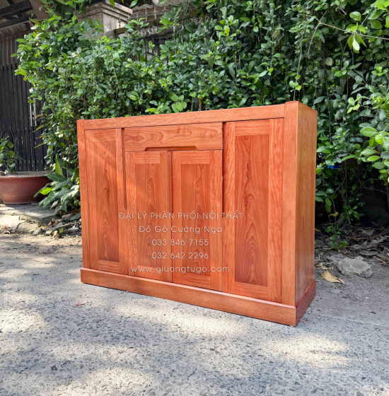 Tủ Để Giày Dép Gỗ Xoan Đào 4 Cánh Trơn Hiện Đại 1m2
