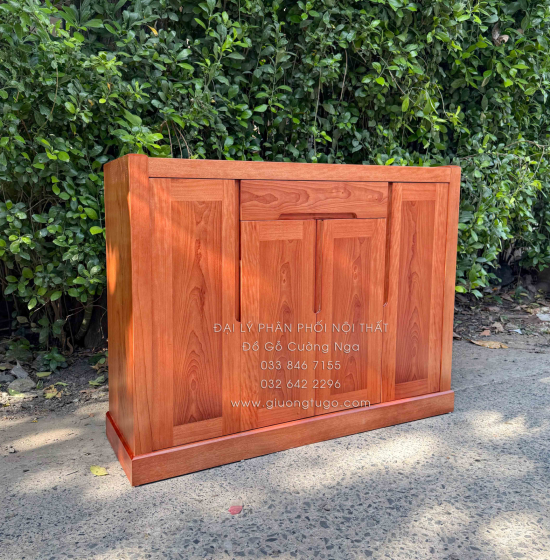 Tủ Để Giày Dép Gỗ Xoan Đào 4 Cánh Trơn Hiện Đại 1m2