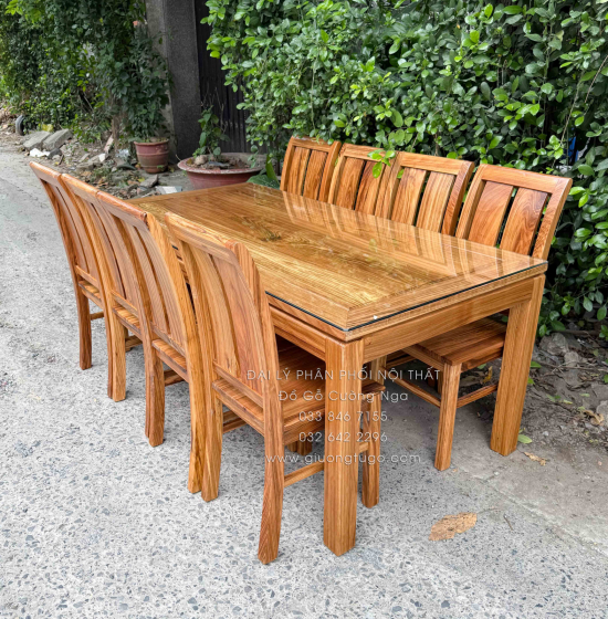 Bàn Ăn Gỗ Hương Xám 8 Ghế Đẹp Hiện Đại 