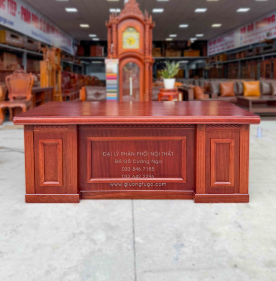 Bàn Làm Việc Giám Đốc Gỗ Xoan Đào 1m87 Mẫu Bắt Chỉ
