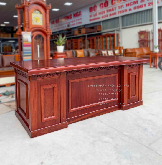 Bàn Làm Việc Giám Đốc Gỗ Xoan Đào 1m87 Mẫu Bắt Chỉ