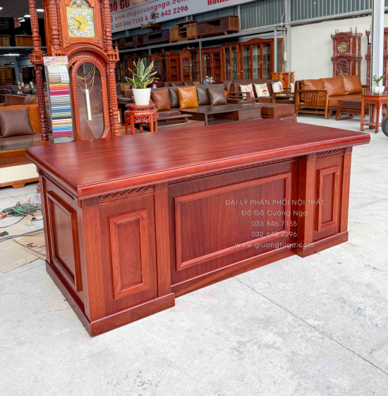 Bàn Làm Việc Giám Đốc Gỗ Xoan Đào 1m87 Mẫu Bắt Chỉ