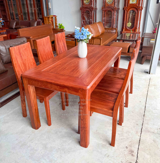 Bàn Ăn Gỗ Hương Đá 6 Ghế Hiện Đại Sang Trọng
