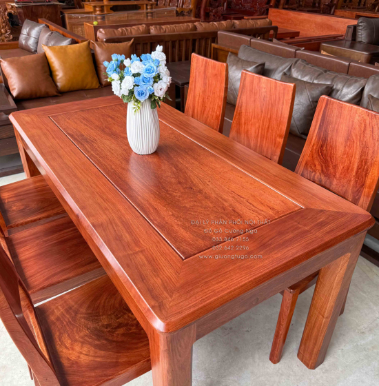 Bàn Ăn Gỗ Hương Đá 6 Ghế Hiện Đại Sang Trọng
