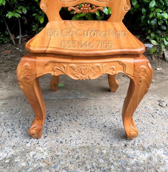 Bộ bàn ăn tròn gỗ gõ đỏ 6 ghế cao cấp - mẫu lu y 