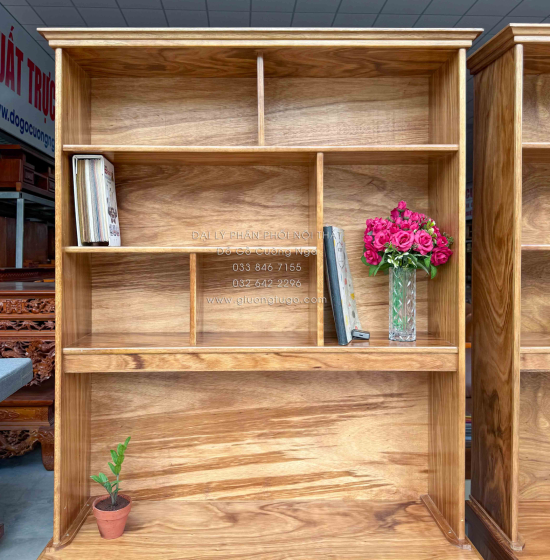 Bàn Học Sinh Gỗ Hương Xám Kết Hợp Giá Sách
