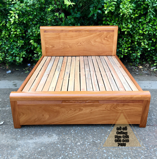 Giường gỗ gõ đỏ vạt lan - mẫu chỉ hoa 