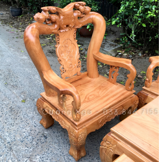 Salon Gỗ Gõ Đỏ Tay 12 - 6 Đào Chim