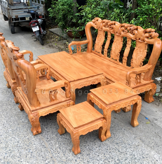 Salon Gỗ Gõ Đỏ Tay 12 - 6 Đào Chim