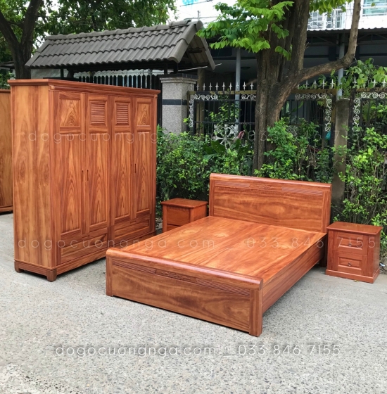 Combo phòng ngủ gỗ cẩm tự nhiên - hiện đại 