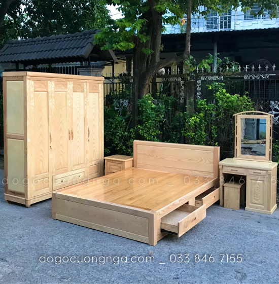 Tủ quần áo gỗ sồi nga 4 cánh mẫu vòm 