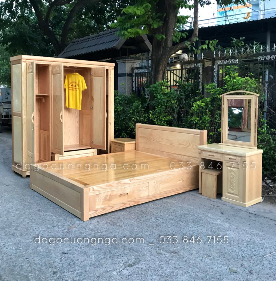 Tủ quần áo gỗ sồi nga 4 cánh mẫu vòm 