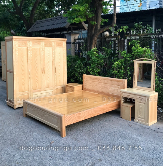 Tủ quần áo gỗ sồi nga 4 cánh mẫu vòm 