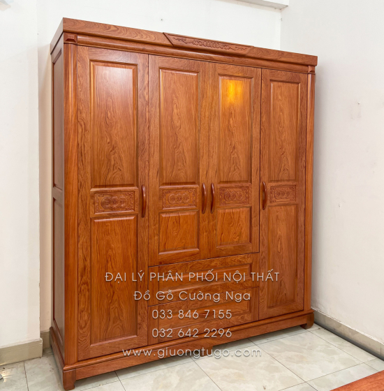 Combo Phòng Ngủ Gỗ Hương Đá 3 Chi Tiết Tối Giản Đẹp Mắt