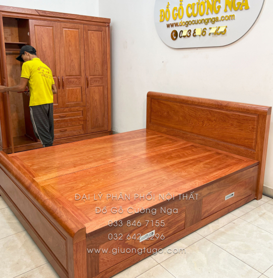 Combo Phòng Ngủ Gỗ Hương Đá 4 Chi Tiết Giá Cực Ưu Đãi