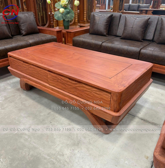 Sofa Gỗ Hương Đá 2 Văng Cao Cấp Kèm Nệm Vế Trái 